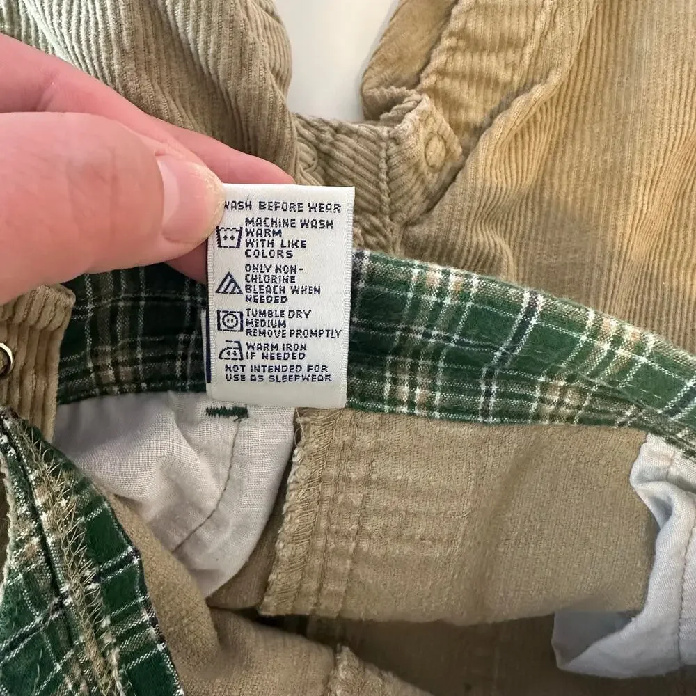 Baby Oshkosh B’Gosh VTG Corduroy Tan Overalls Size 12 Months Wilderness Troop 95